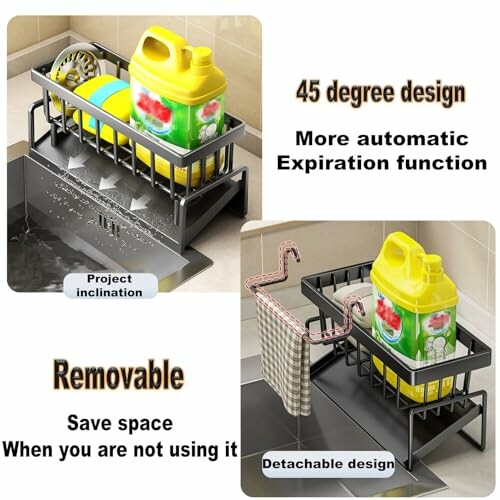 Organisateur de détergent de cuisine avec fonction inclinable.